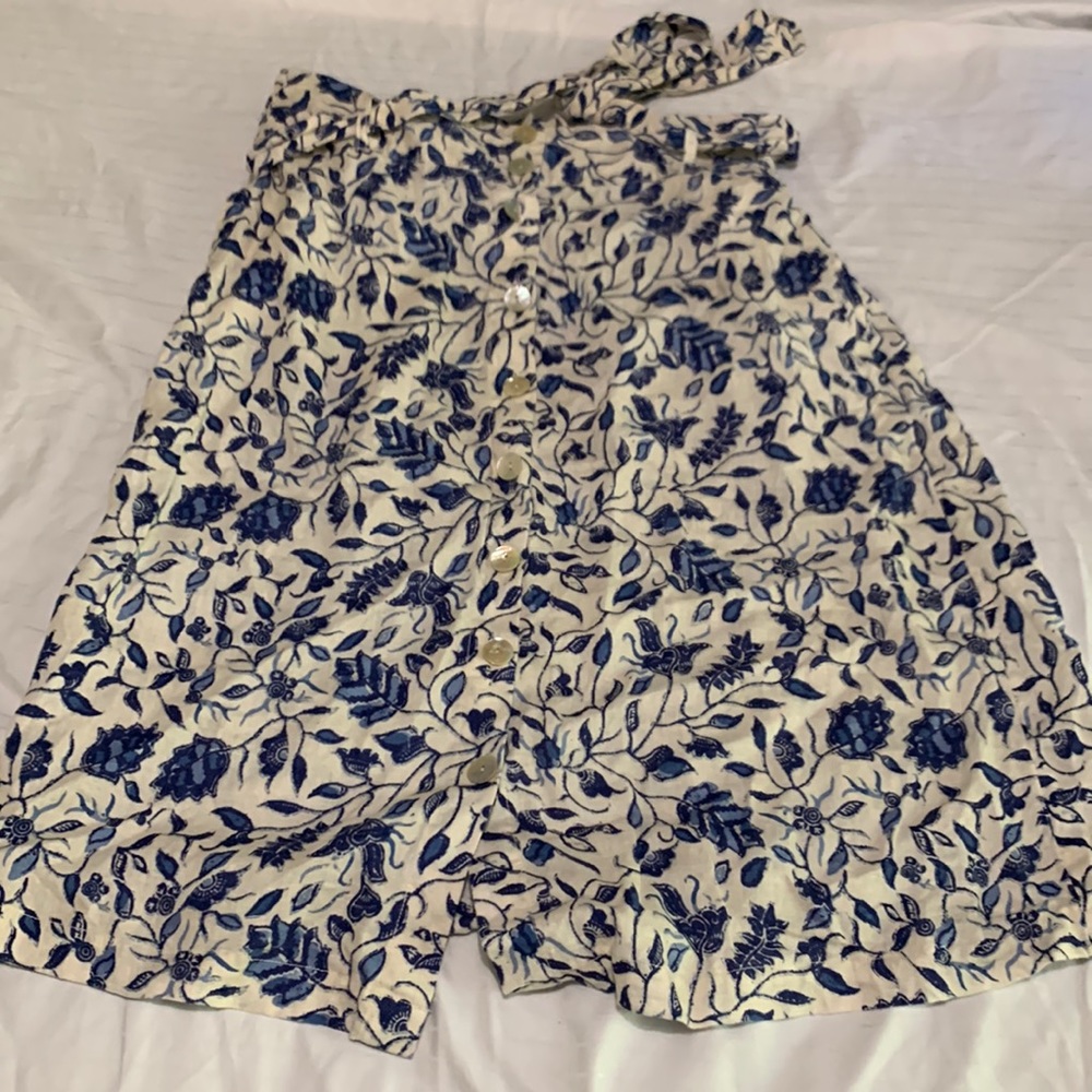 Rachel Zoe 100% Linen floral print high waisted skirt with stretchy back